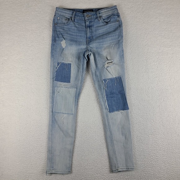 Lucky Brand Jeans Womens 4/27 Blue Bridgette Skinny Distress Light Wash Denim * - Picture 1 of 16